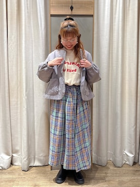 「ロゴニット」｜「アイテム（ノーカラージャケット）」を使った、🍣ﾅ ﾅ ｺ🍣さん（レディース・157cm）の秋コーディネート