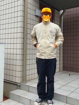 「アイテム（チノパンツ）」を使った、RonCalifさん（メンズ・174cm）の秋コーディネート