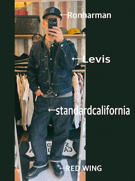 「アイテム（デニムジャケット）」を使った、RonCalifさん（メンズ・174cm・40代）の秋コーディネート