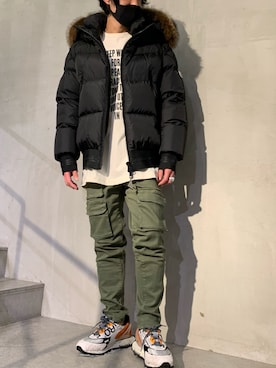 「surt（サート）のアイテム（パンツ）」を使った、yamamotoさん（メンズ・170cm）の冬コーディネート