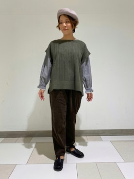 「コーデュロイパンツ」｜「アイテム（アンサンブル）」を使った、ミホ🐈🐾さん（レディース・156cm）の秋コーディネート