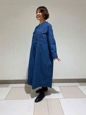 「Samansa Mos2 blue（サマンサモスモスブルー）のアイテム（シャツワンピース）」を使った、ミホ🐈🐾さん（レディース・156cm）の冬コーディネート