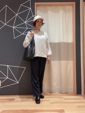 「Samansa Mos2 blue（サマンサモスモスブルー）のアイテム（キャップ）」を使った、ミホ🐈🐾さん（レディース・156cm）の秋コーディネート