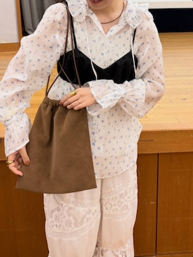 「JEANASIS（ジーナシス）のオックスギャザーブラ/1070431（その他トップス、ブラック系）」を使った、maumauさん（レディース・160cm）の秋コーディネート