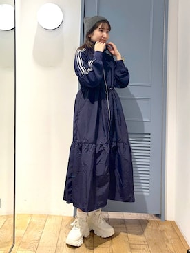 「アイテム（ニットキャップ/ビーニー、グレー系）」を使った、maumauさん（レディース・160cm）の冬コーディネート