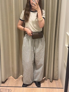 「LOWRYS FARM（ローリーズファーム）のステンレスシンプルチョーカー 452000（その他、イエロー系）」を使った、maumauさん（レディース・160cm）の夏コーディネート