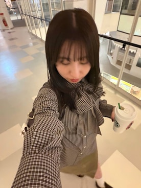 「LOWRYS FARM（ローリーズファーム）のビックボウタイチェックシャツ  573050（シャツ/ブラウス）」を使った、maumauさん（レディース・160cm）の秋コーディネート