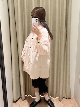 「LOWRYS FARM（ローリーズファーム）のオーバーBOXシャツ　1051616（シャツ/ブラウス、ピンク系）」を使った、maumauさん（レディース・160cm）の秋コーディネート