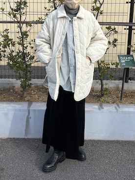 「ベロアスカート」｜「アイテム（ブルゾン）」を使った、maumauさん（レディース・160cm）の春コーディネート