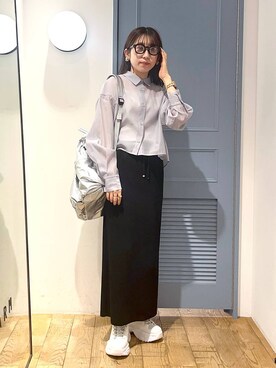 「アイテム（バックパック/リュック、シルバー系）」を使った、maumauさん（レディース・160cm）の春コーディネート