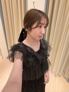 「LOWRYS FARM（ローリーズファーム）のdayme/マーメイドキャミワンピース　1052590（ワンピース、ブラック系）」を使った、maumauさん（レディース・160cm）の秋コーディネート