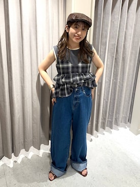 「アイテム（ハンチング/ベレー帽）」を使った、maumauさん（レディース・160cm）の夏コーディネート