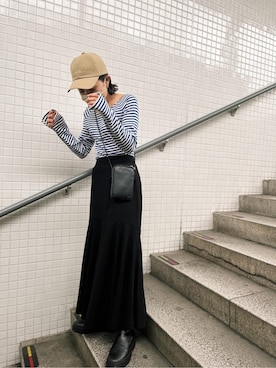 「Ungrid（アングリッド）のフィットマーメイドスカート（スカート）」を使った、藤野有美さん（レディース・155cm）の春コーディネート