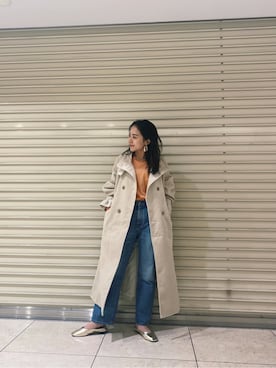 「Ungrid（アングリッド）のハイネックコーデュロイロングコート（その他アウター）」を使った、藤野有美さん（レディース・155cm）の冬コーディネート