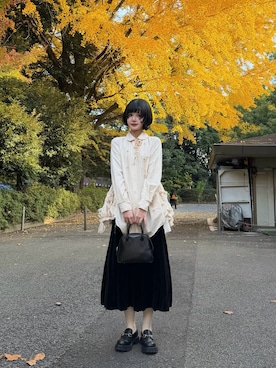 「アイテム（ネックレス）」を使った、ameさん（レディース・165cm）の秋コーディネート