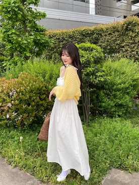 「DHOLIC（ディーホリック）のアイテム（カーディガン/ボレロ）」を使った、y u m aさん（レディース・154cm）の春コーディネート