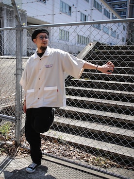 「Subciety（サブサエティ）のアイテム（ハンチング/ベレー帽）」を使った、Mt'（ミット）さん（メンズ・178cm）の春コーディネート