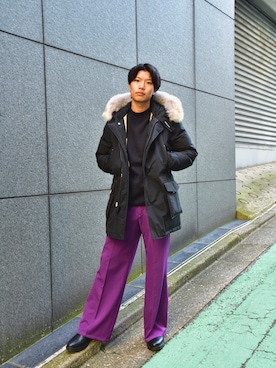 「WOOLRICH（ウールリッチ）のアイテム（ダウンジャケット/コート）」を使った、Ryuさん（メンズ・176cm）の冬コーディネート