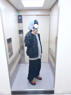「act'm（アクトム）のアイテム（MA-1）」を使った、いっぴさん（メンズ・176cm）の冬コーディネート