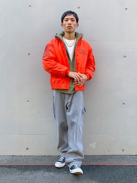 「アイテム（ブルゾン）」を使った、マルケス・タクヤさん（メンズ・175cm）の秋コーディネート
