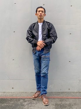 「アイテム（ジャケット/アウター）」を使った、マルケス・タクヤさん（メンズ・175cm・20代）の秋コーディネート