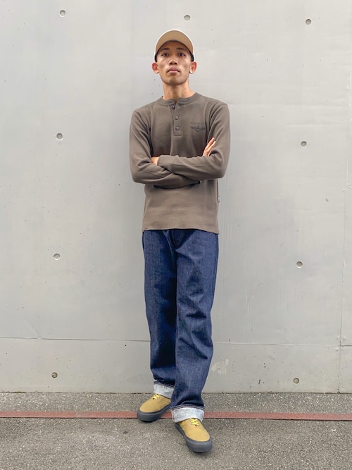 直営店限定》HONEYCOMB WAFFLE HENRY NECK NAVAL T-SHIRT / ハニカム 