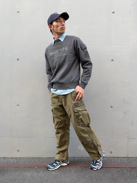 「アイテム（キャップ）」を使った、マルケス・タクヤさん（メンズ・175cm）の冬コーディネート