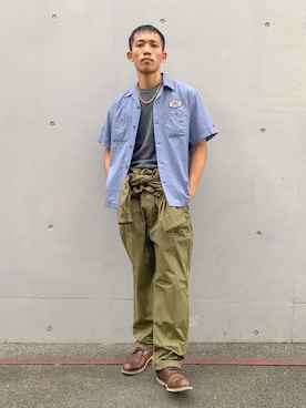 「アイテム（つなぎ/オールインワン）」を使った、マルケス・タクヤさん（メンズ・175cm）の夏コーディネート