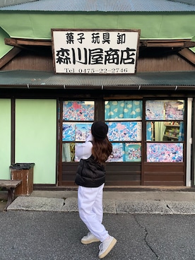 「アイテム（ダウンベスト、ブラック系）」を使った、☺︎さん（レディース・153cm）の冬コーディネート