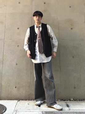 「インスタフォローしてね！」｜ゆでぱすたさん（メンズ・175cm）の春コーディネート