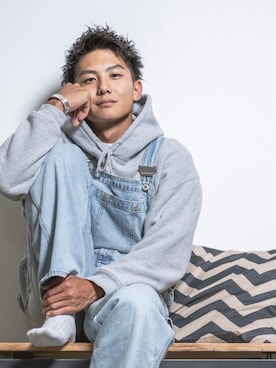 「no brand（ノーブランド）のアイテム（サロペット/オーバーオール）」を使った、かんじさん（メンズ・173cm）の秋コーディネート