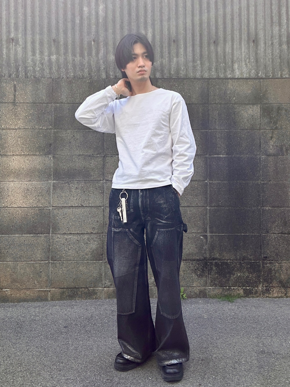 CLEL】Foil Print Double Knee Denim Pants / 箔プリント ダブルニー