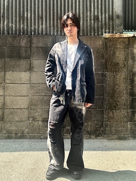 「Parts Lab.（パーツラボ）の【Parts Lab.】Basic Cotton Long Sleeved Tee / ベーシックコットンロングスリーブTシャツ（Tシャツ/カットソー、ホワイト系）」を使った、ユート/Yutoさん（メンズ・172cm）の春コーディネート