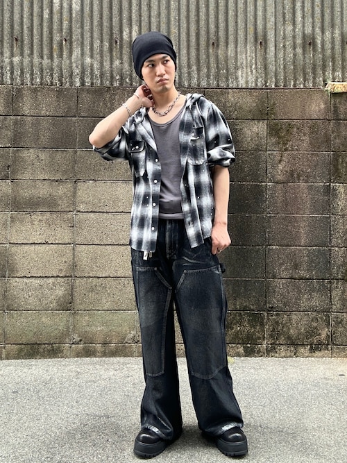 CLEL】Foil Print Double Knee Denim Pants / 箔プリント ダブルニー