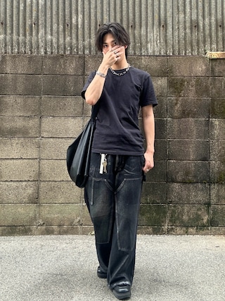 CLEL】Foil Print Double Knee Denim Pants / 箔プリント ダブルニー