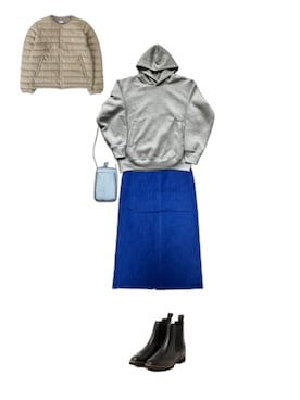 「no brand（ノーブランド）のアイテム」を使った、uuy akirさん（レディース・149cm）の冬コーディネート