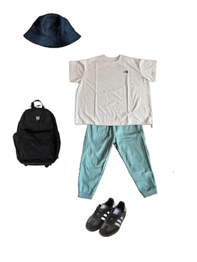 「THE NORTH FACE（ザノースフェイス）のアイテム（ハット）」を使った、uuy akirさん（レディース・149cm）の夏コーディネート