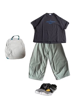 「BLUE LAKE MARKET（ブルーレイクマーケット）のアイテム（Tシャツ/カットソー、グレー系）」を使った、uuy akirさん（レディース・149cm）の秋コーディネート