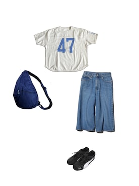 「UNIQLO（ユニクロ）のsize26（デニムパンツ、ブルー系）」を使った、uuy akirさん（レディース・149cm）の夏コーディネート