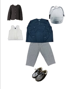 「アイテム（バックパック/リュック、シルバー系）」を使った、uuy akirさん（レディース・149cm）の秋コーディネート