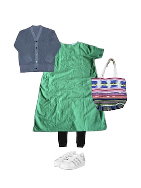 「no brand（ノーブランド）のアイテム（トートバッグ）」を使った、uuy akirさん（レディース・150cm）の秋コーディネート