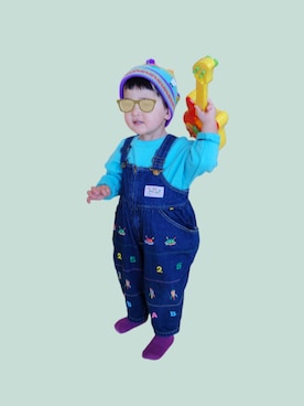 「セカストのアイテム（Overall / Salopette、ブルー系）」を使った、A さん（レディース・161cm）の冬コーディネート