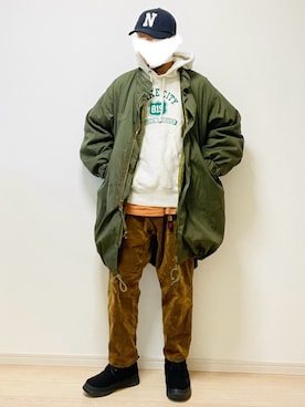 「新星WEARISTAにエントリー」｜「アイテム（ミリタリージャケット）」を使った、バーニーさん（メンズ・173cm）の冬コーディネート