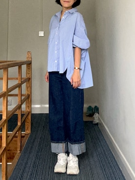 「MUJI Labo（ムジラボ）のアイテム（パンツ）」を使った、woodyさん（レディース・162cm）の夏コーディネート