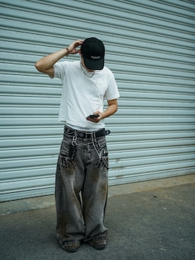 「RỐI Workshopのアイテム（デニムパンツ、ブラウン系）」を使った、eminemsybさん（メンズ・172cm）の夏コーディネート