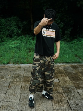 「adidas（アディダス）のアイテム（スニーカー、ブラック系）」を使った、eminemsybさん（メンズ・172cm）の夏コーディネート