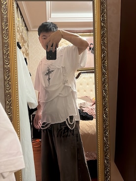 「24のアイテム（Tシャツ/カットソー、ホワイト系）」を使った、eminemsybさん（メンズ・172cm）の夏コーディネート