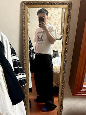 「NEIGHBORHOOD（ネイバーフッド）のアイテム（Tシャツ/カットソー、ホワイト系）」を使った、eminemsybさん（メンズ・172cm）の夏コーディネート