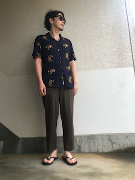 「しまむら（シマムラ）のアイテム（スラックス）」を使った、Sさん（メンズ・175cm）の夏コーディネート