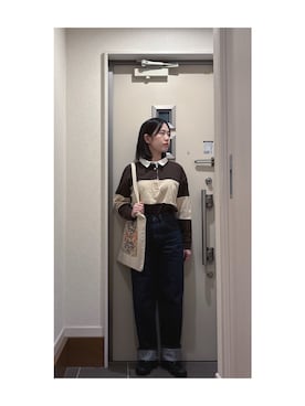 「ラガーシャツ」｜Yum.iさん（レディース・160cm）の秋コーディネート